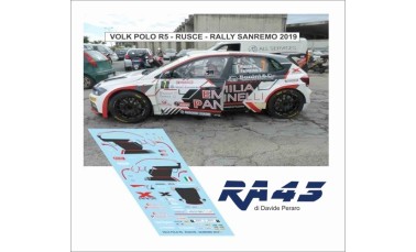 Decals: 1/43 Volkswagen Polo R 5 Rally Sanremo 2019 Rusce