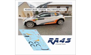 Decals: 1/43 Peugeot 208 R4 Rally Montecarlo 2021 Lefebvre