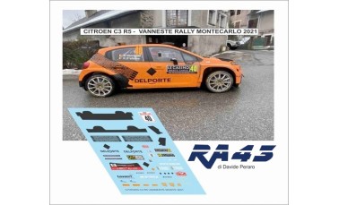 Decals: 1/43 Citroen C3 R5 Rally Montecarlo 2021 Vanneste