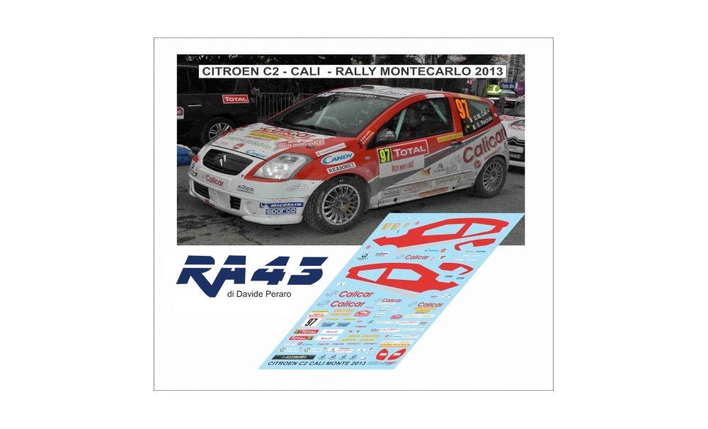 Decals: 1/43 Citroen C2 R2 Rally Montecarlo 2013 Cali